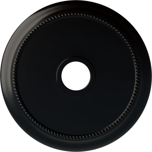 Ekena Millwork Crendon Ceiling Medallion (Fits Canopies up to 4 3/8"), 24 1/8"OD x 4 3/8"ID x 2 1/4"P, Jet Black CM24CRBLF - main